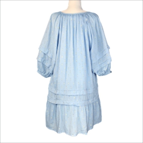 Roller Rabbit Dress Medium Weir Tamania Tiered Boho Festival Metallic - Picture 4 of 14